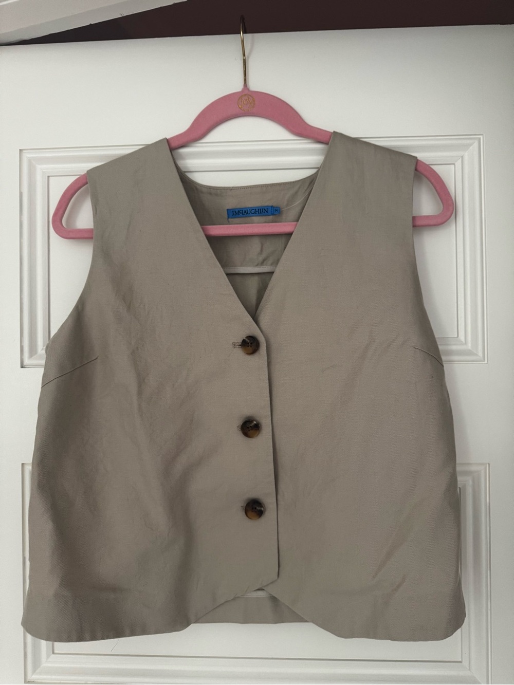 J. McLaughlin Beige Linen/Cotton Blend Button Vest
